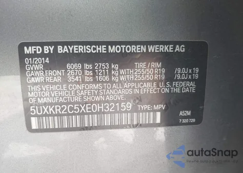 2014 BMW X5 Sdrive35I из США, поврежденный, VIN 5UXKR2C5XE0H32159